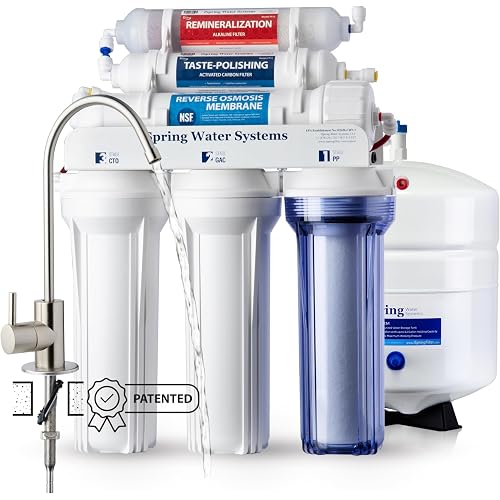 iSpring RCC7AK-BN NSF Certified, 75 GPD, Alkaline 6-Stage Reverse Osmosis System, pH+ Remineralization RO Water Filter System Under Sink Patented Top-Mounted Faucet Design for Easy Installation