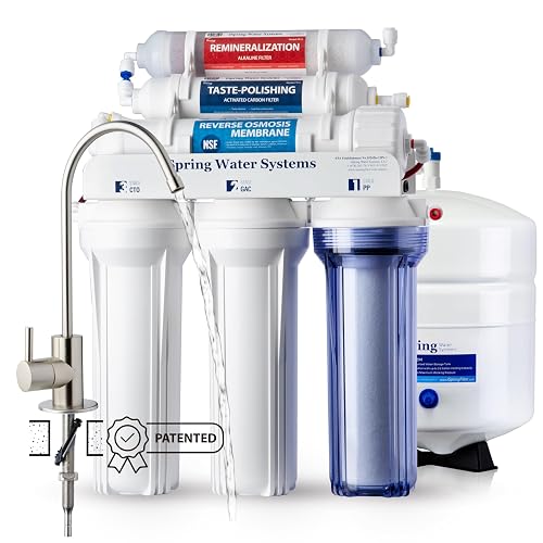 iSpring RCC7AK-BN NSF Certified, 75 GPD, Alkaline 6-Stage Reverse Osmosis System, pH+ Remineralization RO Water Filter System Under Sink Patented Top-Mounted Faucet Design for Easy Installation