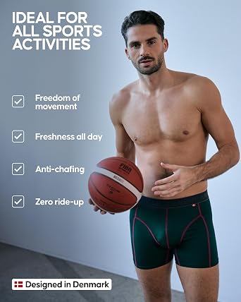 DANISH ENDURANCE Sports Boxer Briefs, Breathable, Regular & Long, 6-Pack | Sports Boxer Briefs, Moisture-Wicking & Anti-Chafe with Regular or Long Leg Fit for Running & Training