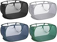 Vista 16 de Cestas de lavandería plegables duraderas, cesta de lavandería desplegable de malla con bolsillo lateral, cesta de ropa plegable con asas