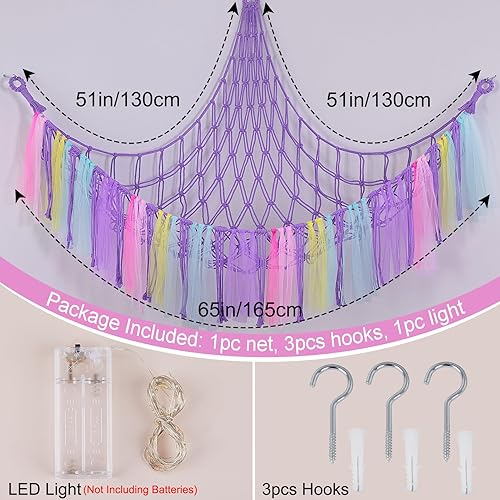 Miniatura 10 de FIOBEE Red de animales de peluche o hamaca con luz LED, hamaca de juguete colgante para animales de peluche, organizador de almacenamiento para