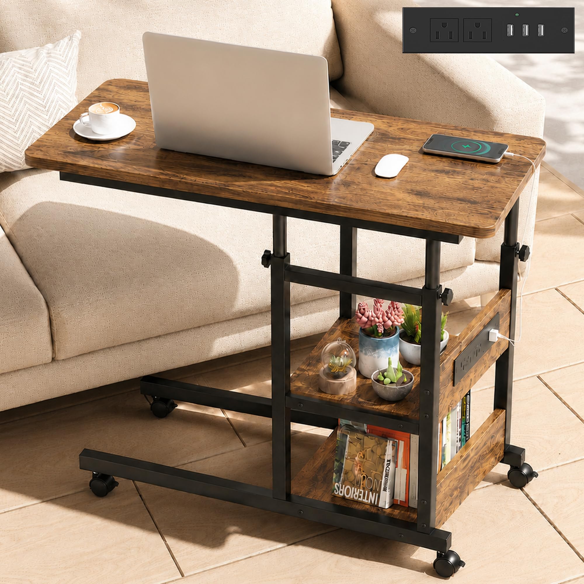 Armocity Rolling C-Shaped End Table