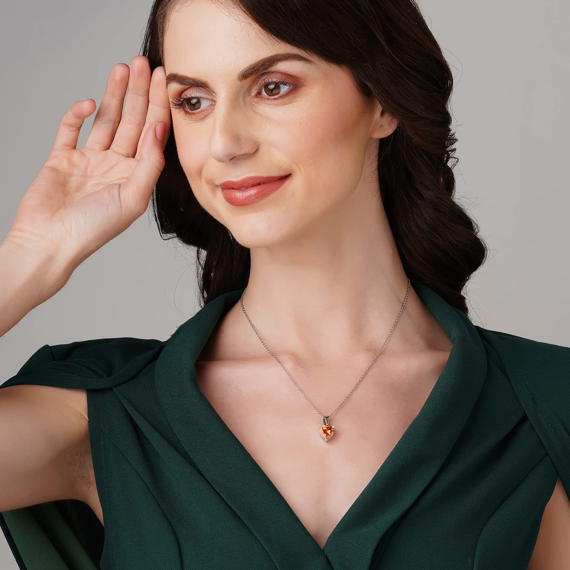 Heart Shape Valentine Pendant Necklace with Chain