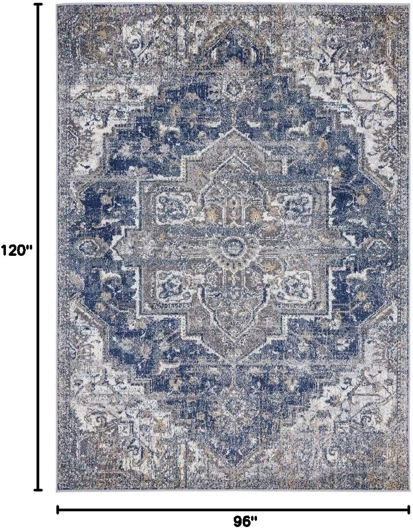 LUXE WEAVERS Hampstead Oriental Yellow with Blue 8x10 Area Rug 5623