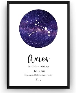 Magic Posters Aries Print Zodiac Constellation Poster Astrology Gift Star Sign Wall Art Home Kitchen Decor - Frame Not Included