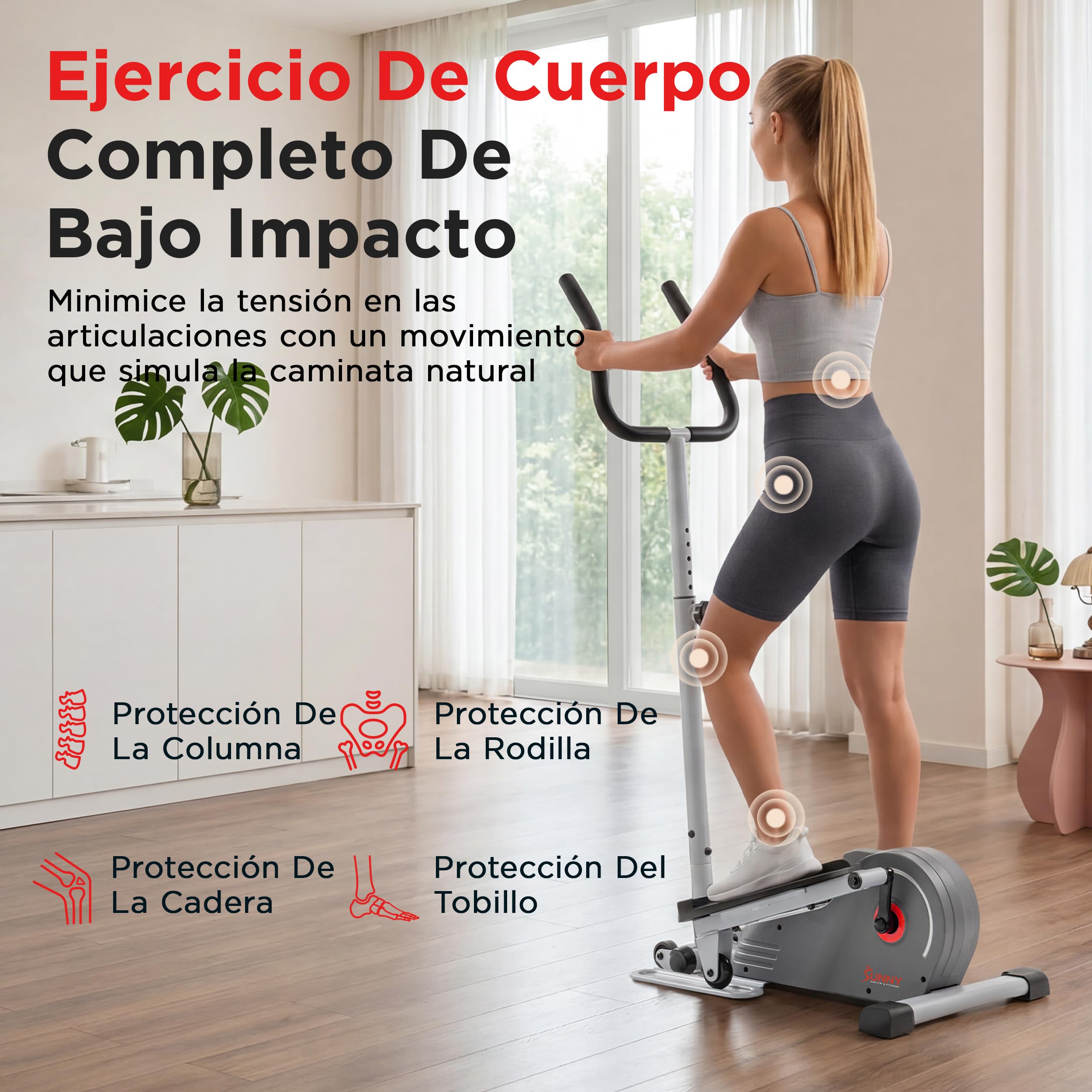 Sunny Health & Fitness Elíptica Magnética Bajo Escritorio, Pedaleador Portátil para Hacer Ejercicio Sentado en Casa o en la Oficina, Mini Cross Trainer para Usar de Pie o Sentado App SunnyFit Opcional