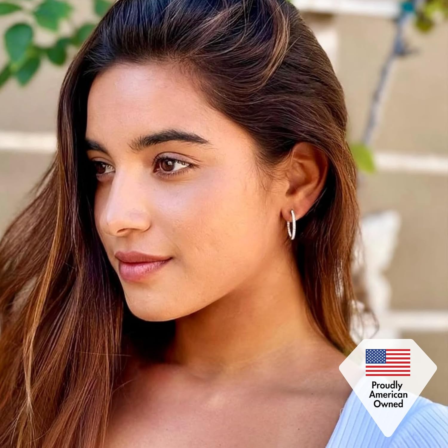 Cate & Chloe Rosalyn 18K Gold-Plated Hoop Earrings | Everyday Jewelry for Women with Round Cut Simulated Diamond Crystals | Classic Half Hoops Gift for Her on Valentine’s Day Birthdays Anniversary - Image 6