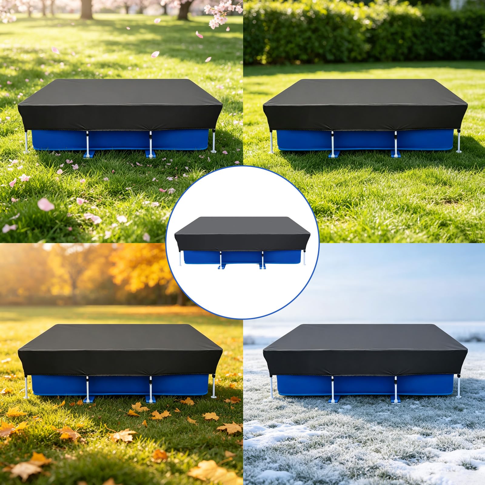 Bâche de Piscine Rectangulaire,Bâche Piscine Rectangulaire 300x200cm,Couverture de Piscine Protection,Bâche Solaire Estivale et Hivernale,pour Piscines Extérieures