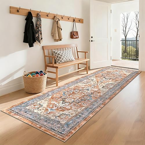 Miniatura 13 de Bsmathom Alfombra de Pasillo para Pasillos Antideslizante Lavable Boho 2x6 Alfombras de Pasillo Pelo Bajo Alfombras Vintage para Entrada, Cocina,