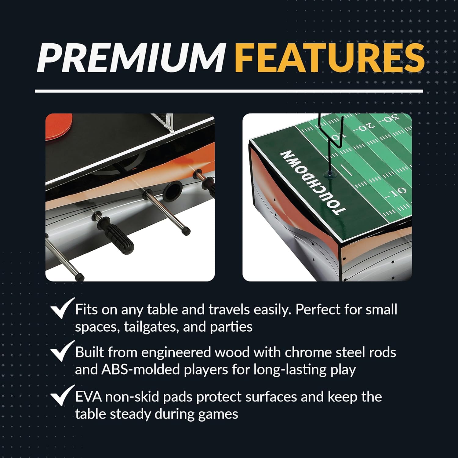 Hathaway Revolver 4 in 1 Multi Game Tabletop - 40-in Tabletop Games Set with Ping Pong, Glide Hockey, Finger Football, and Foosball Table for Family - Multi Game Table with Full Accessories