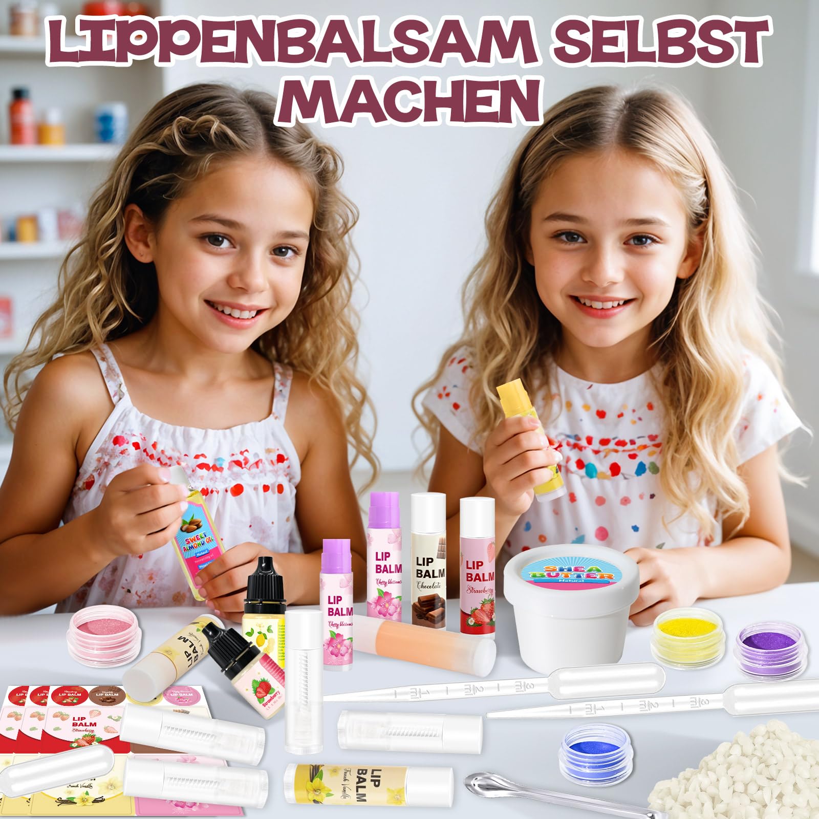 Lipgloss Selber Machen, Vezerd Lippenbalsam Making Kit, Mädchen Kreative Basteln Erwachsene Lip Gloss Lippenstift DIY Herstellungsset Set, Lustiges Make Up Mädchen Geschenk Für Frauen/Damen