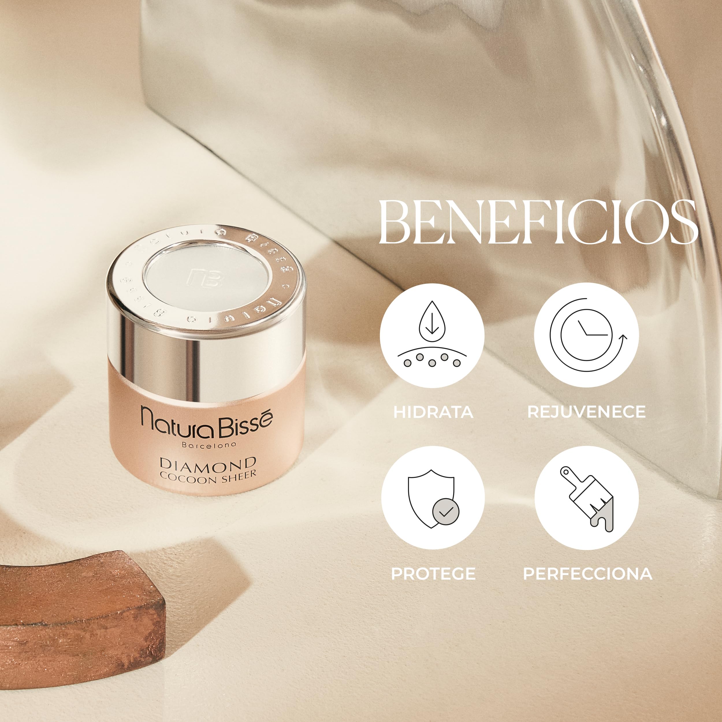 Natura Bissé Diamond Cocoon Sheer Cream SPF 30 PA++ | Crema Hidratante Fortalecedora con Color y Protección | Protector Solar Facial Antiedad | 50 ml