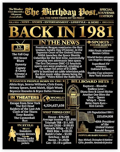 Miniatura 40 de Stuff4 Póster dorado de cumpleaños número 30 sin marco, periódico dorado nacido en 1995, feliz cumpleaños 30 para hombres y mujeres, regalos retro