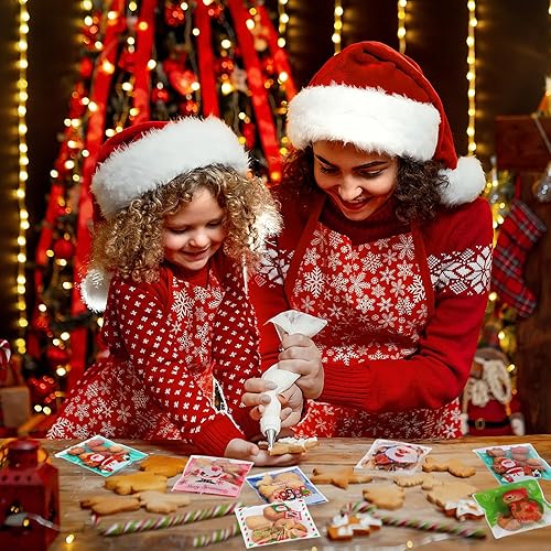 Vista 6 de Coopay 300 bolsas de celofán de Navidad pequeñas para golosinas, bolsa de galletas autoadhesivas, galletas de Navidad, panadería, aperitivos