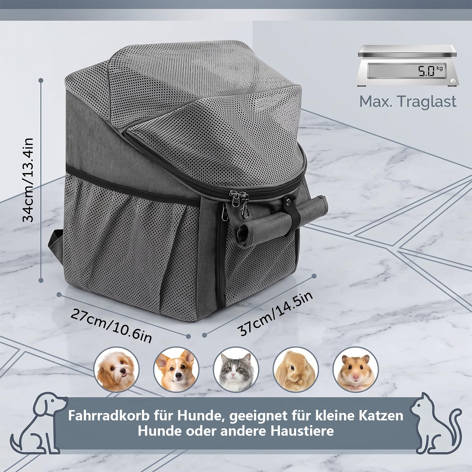 Fahrradkorb Hund Hundekorb Fahrrad Vorne Für Haustiere Bis 5 Kg
