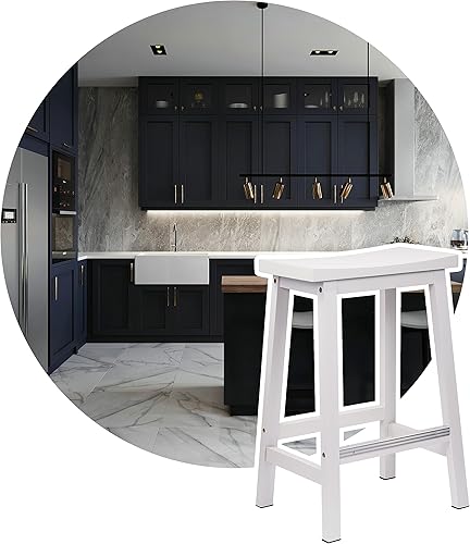 Miniatura 9 de Signature - Taburete de cocina con asiento de madera maciza, altura de encimera, 24 pulgadas de altura, color negro, juego de 4