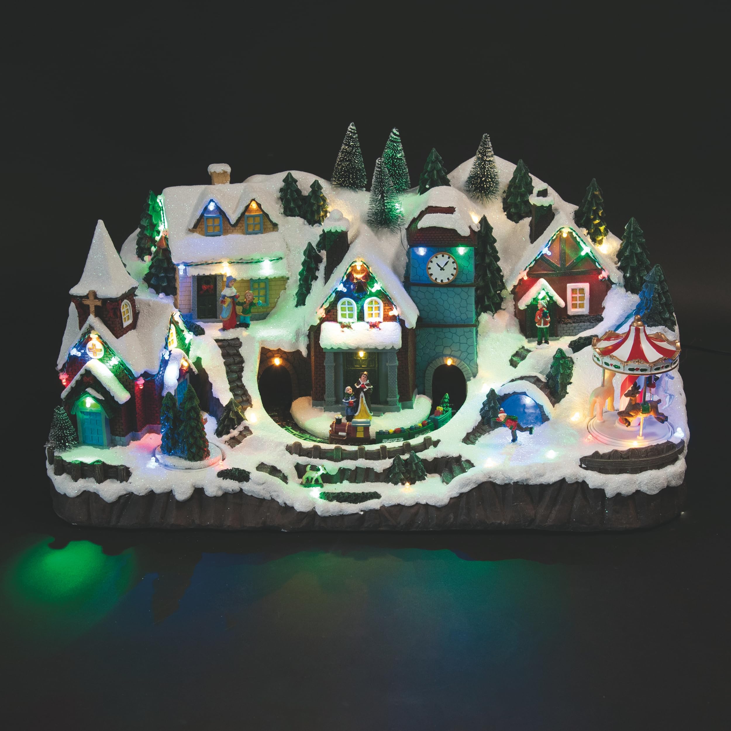 Weihnachtsdorf mit Musik und 52 LEDs, batteriebetrieben und Netz, 54 x 30 x 30 cm, Santa's House