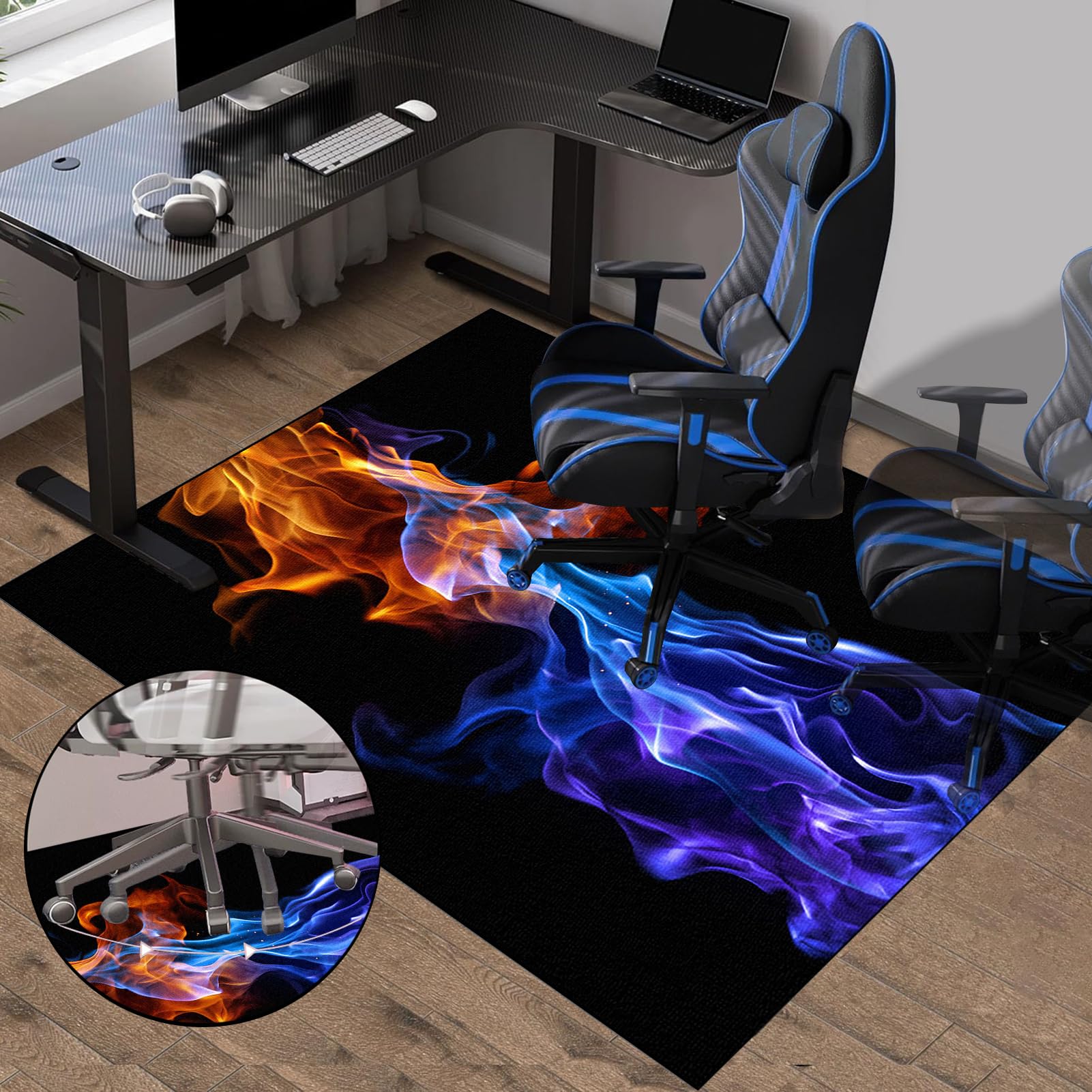 Tapis Antidérapant Chaise Gaming 150 x 180 cm Tapis Chaise de Bureau, Tapis pour Fauteuil, Tapis Gaming Sol pour Sols durs, Protège Sol Protection Sol Gamer Bureau Gaming pour Salon, Chambre, Bureau