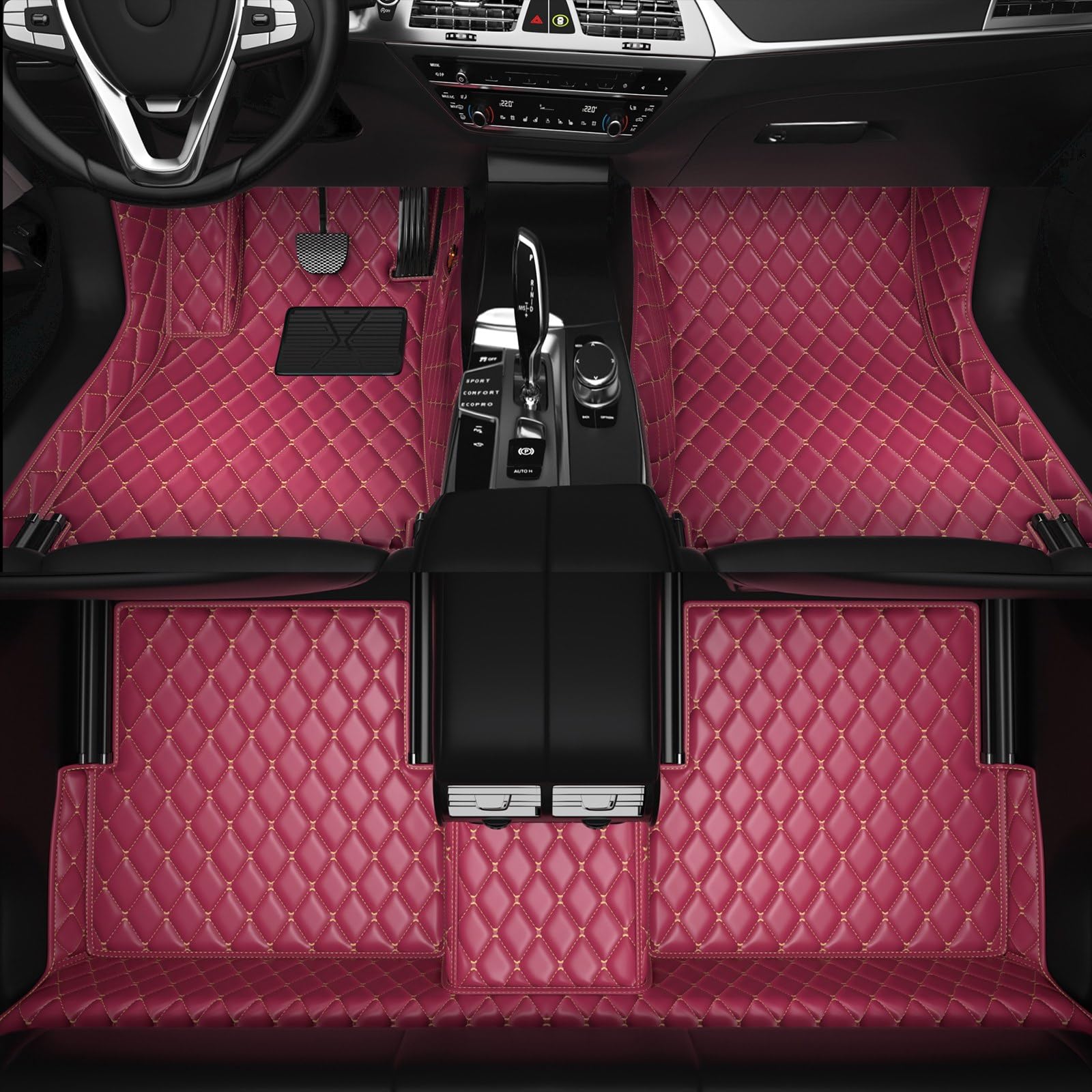 All-Weather car Floor MATS-Suitable for 99% of car Models,Leather car mat, offering Personalized Embroidery and Multiple Color Options,Provide Protection for car Rug (Wine red)