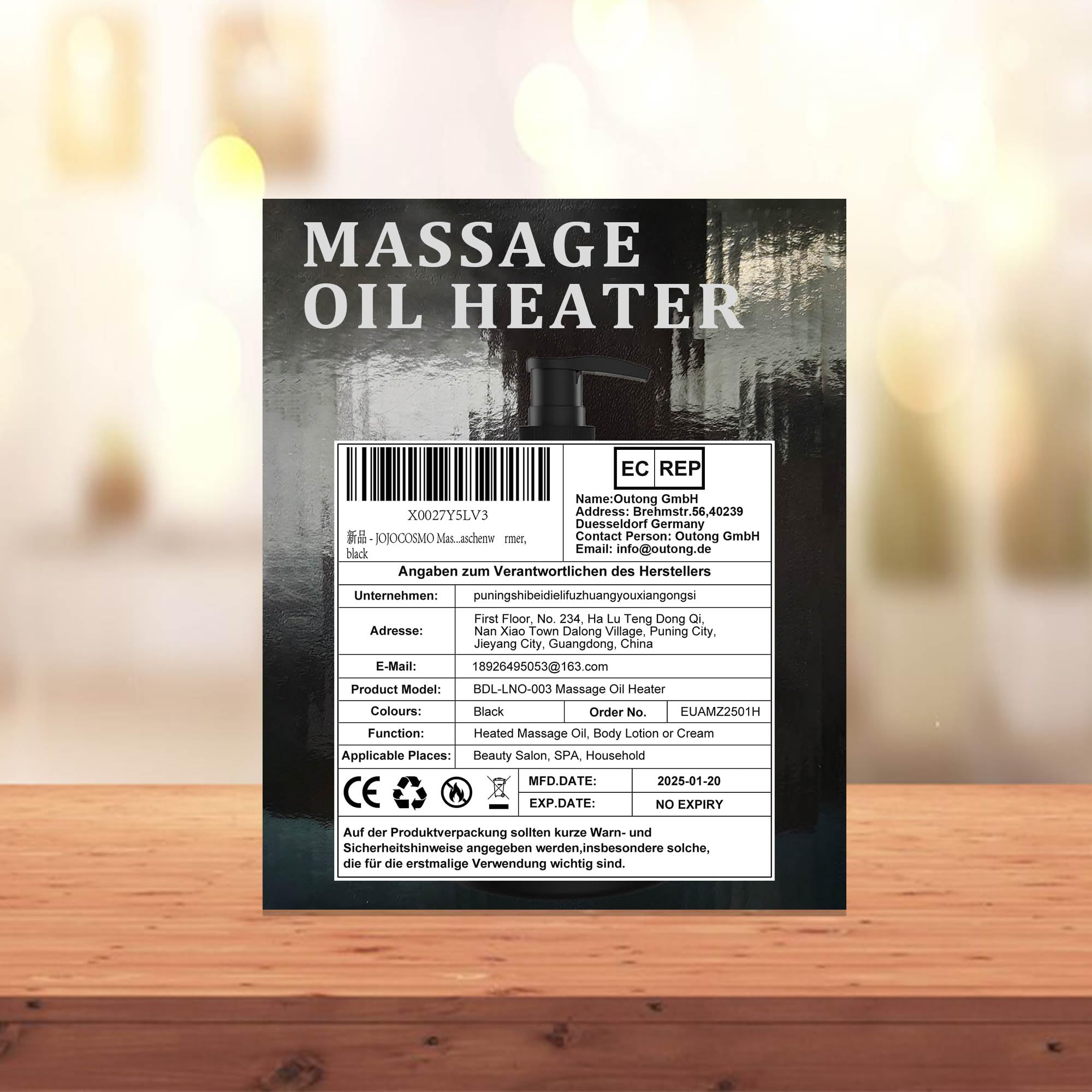 Scaldasalviette per Olio da Massaggio con Due Dispenser, 86℉-149℉, per Salone di Bellezza, Casa, Spa, Nero
