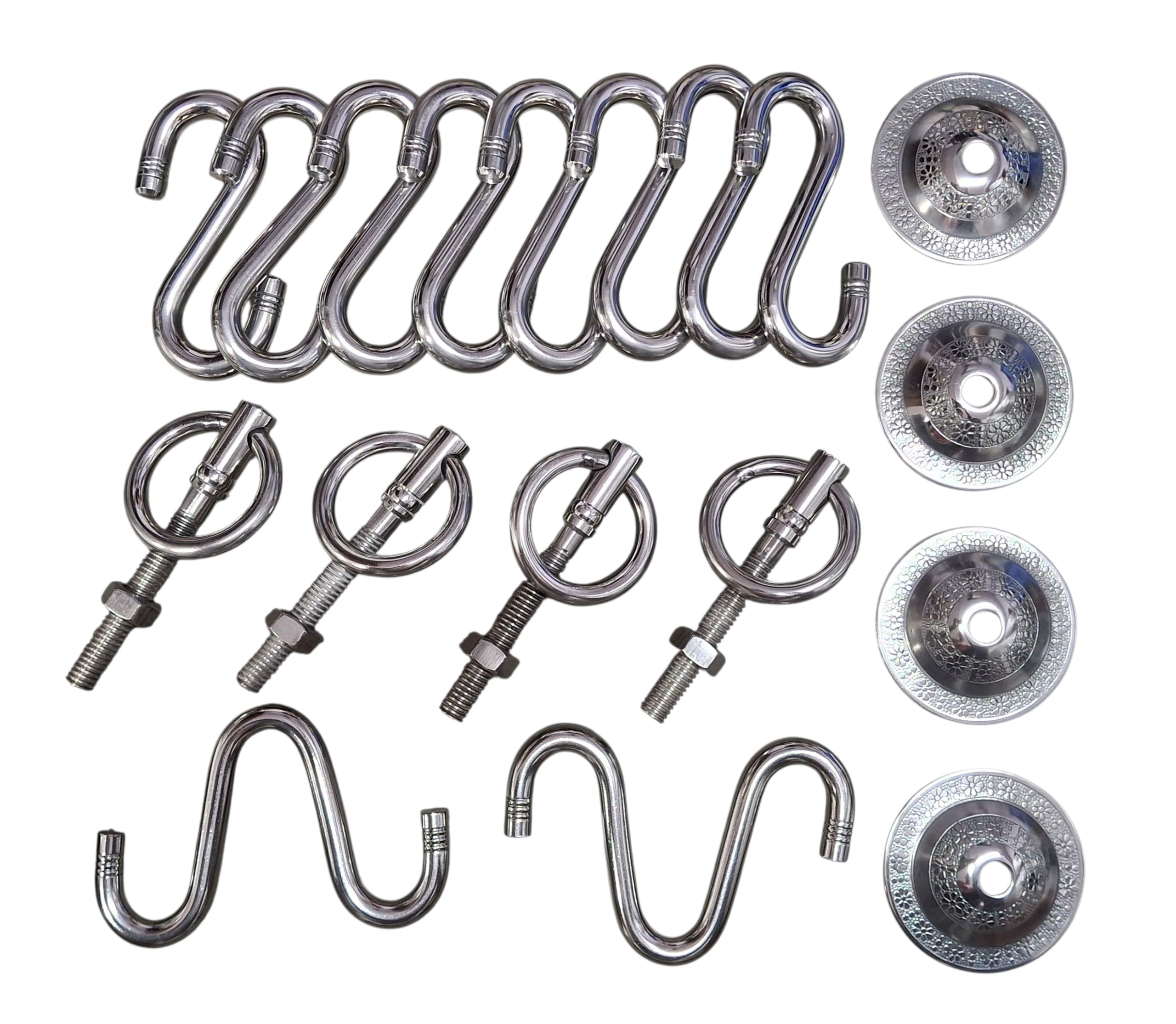 SS HI-Quality Heavy Duty Swing Accessories Set S-Hook W-Hook Bottom KADA for Patio JHULA, Life TIME WARRENTY, KADA Patio Swing, Hammock Swing16MM Rod with Weight Capacity of 800KG, (Pack of 14PCS)-picture-10