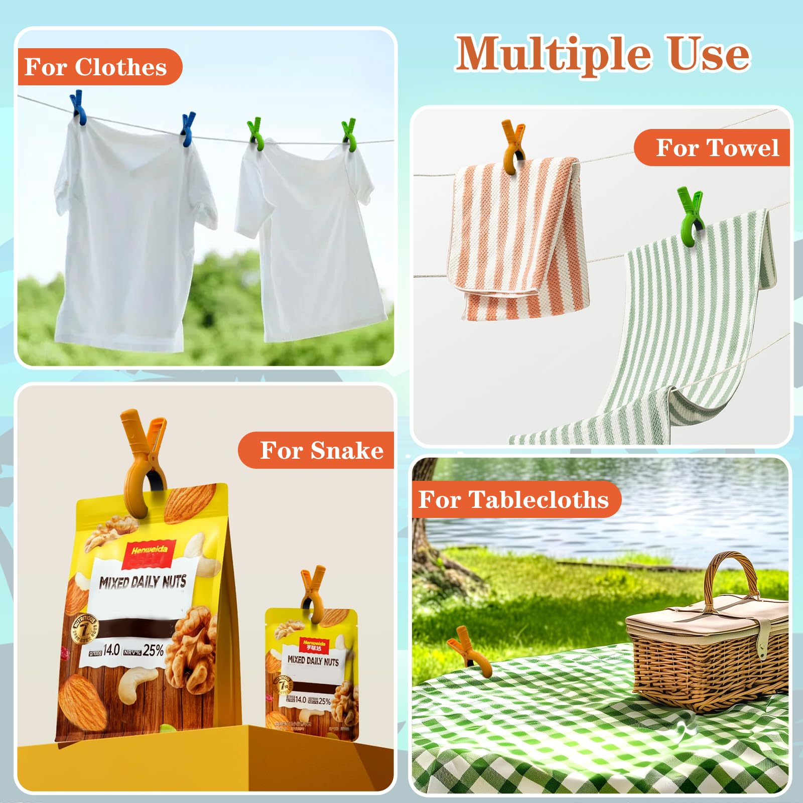 Storage Bag Included, 8 Pcs Large Beach Towel Clips for Beach/Pool/Cruise Chairs, Heavy-Duty, Clothes pins, Windproof, 4 Bright Colors