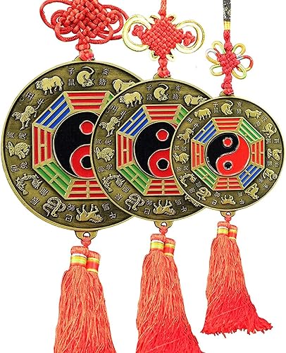 Miniatura 7 de Espejo chino de Feng Shui, espejo Bagua, espejo del zodiaco chino Bagua, espejo Feng Shui, espejo plano, colgante de decoración del hogar para