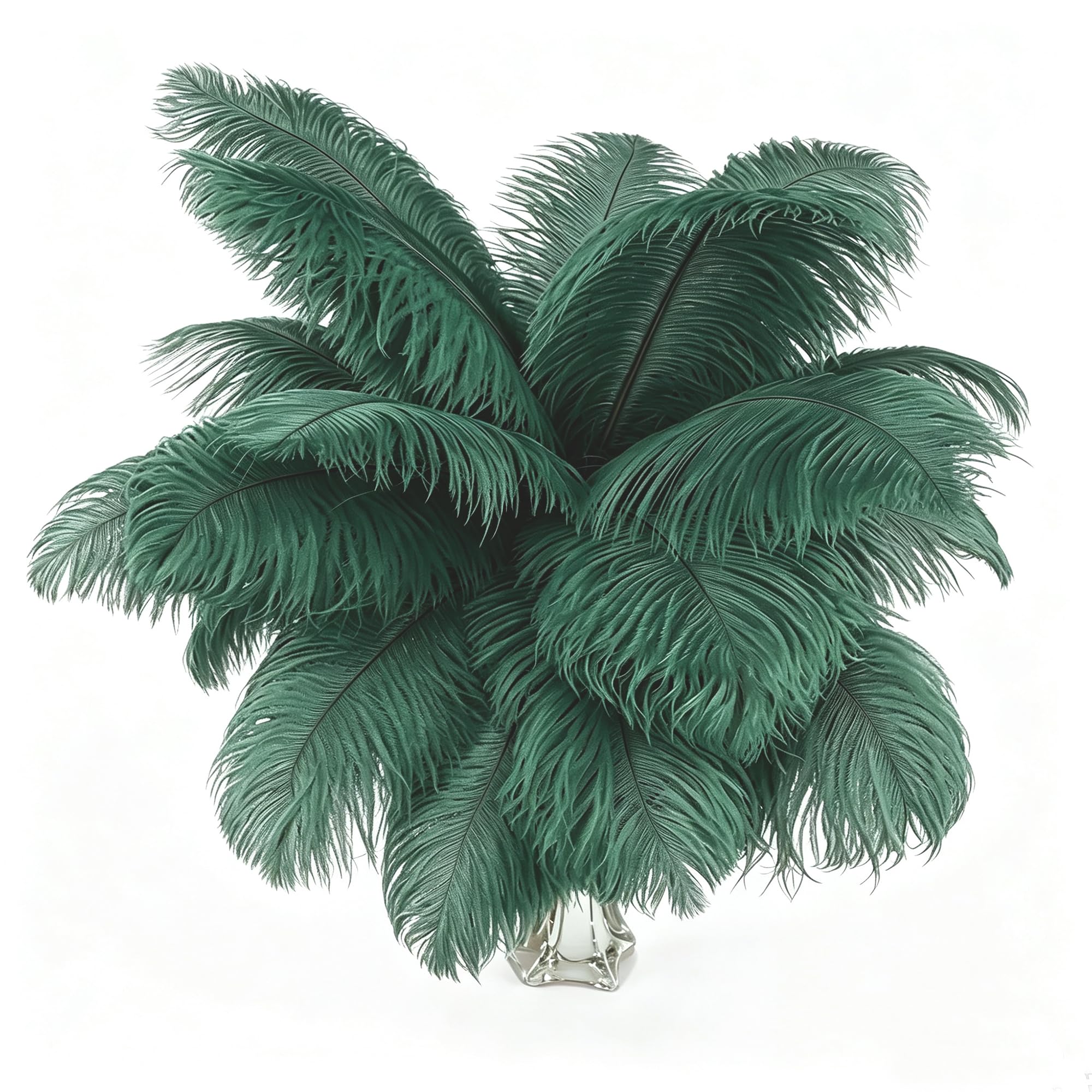 Fenisonavy Ostrich Feathers 10pcs 8-10(20-25cm) Soft Fluffy Feathers for Crafting DIY for Vase Fillers Wedding Home Party Home Christmas Day Decoration (Dark Green)