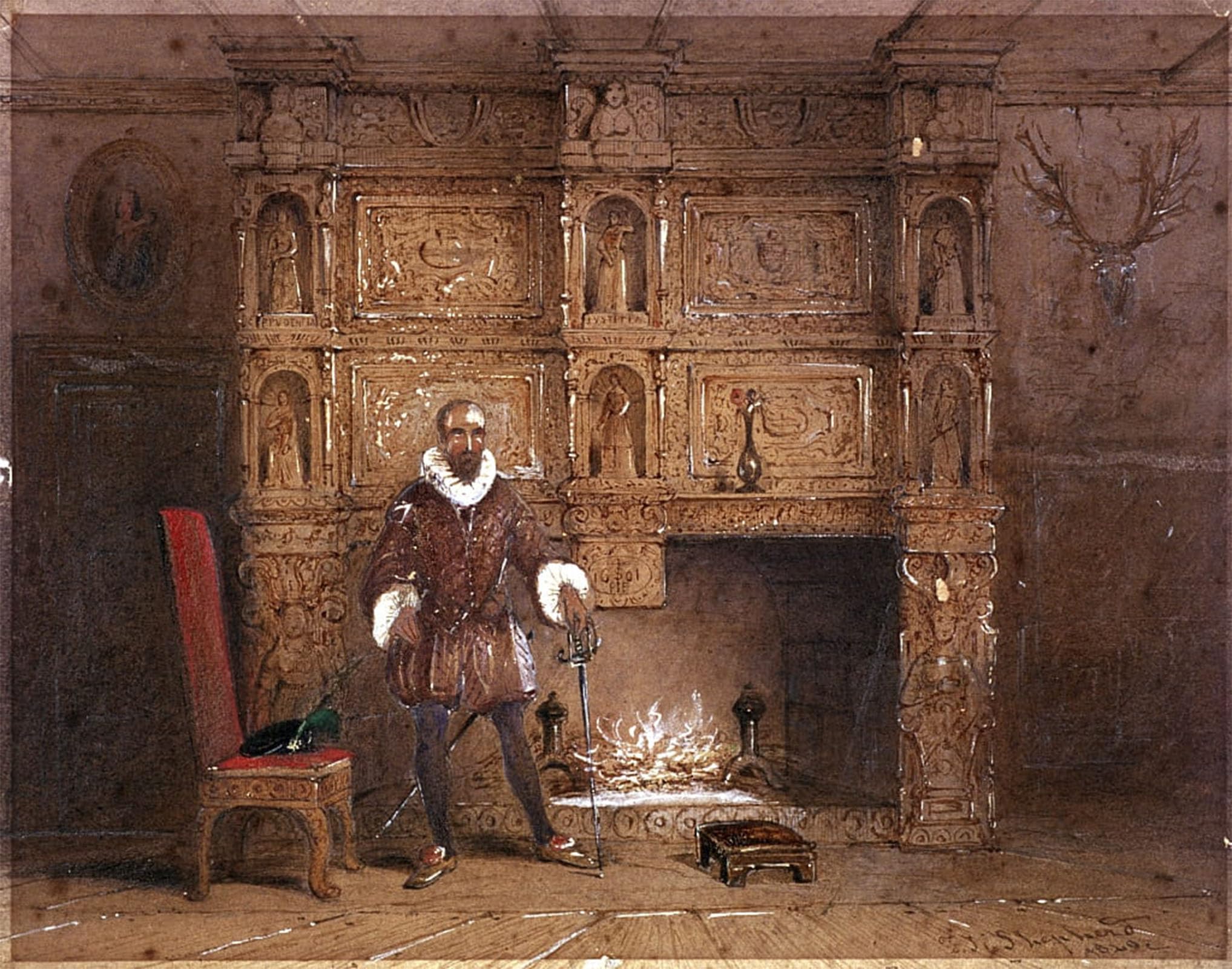 ARTXLXXBN Famous Art Print Poster Vintage Wall Art Possibly Sir Spencer House or Sir Walter Raleigh by Hosmer Shepherd Canvas Art Poster for Home Decor 60x90cm