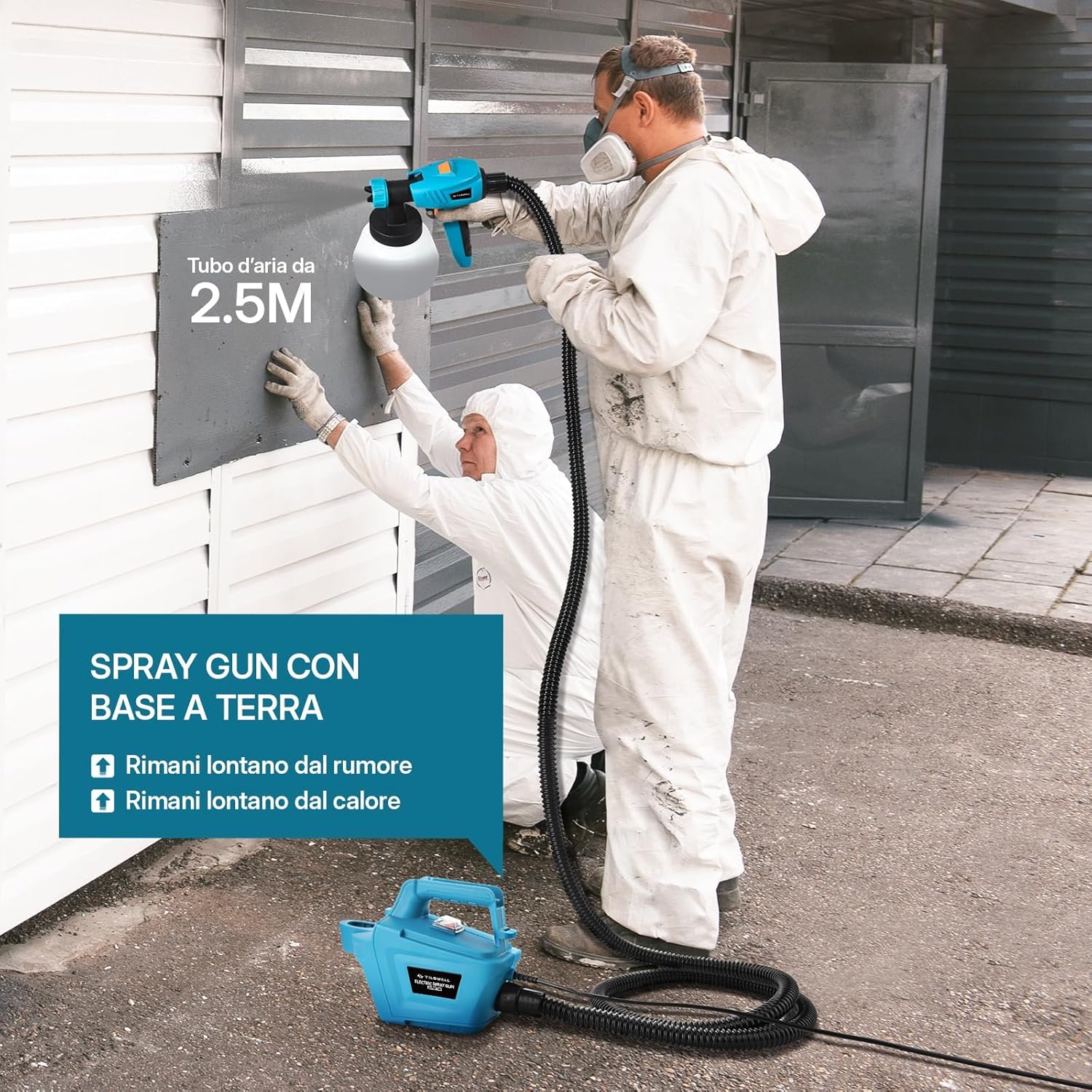 Tilswall Pistola a Spruzzo per Verniciare,800W HVLP Spruzzatori di Vernice,1200ml/min,Contenitore 1300ml,3 Modalità e 3 Ugelli,Elettrica Pistola a Spruzzo,Facile da Usare e da Pulire