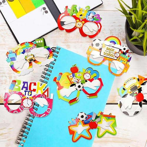 Miniatura 4 de DPKOW 28 gafas de fiesta de regreso a clases, lentes de papel para el primer día de escuela, para niños, jardín de infantes, preescolar, bienvenidos