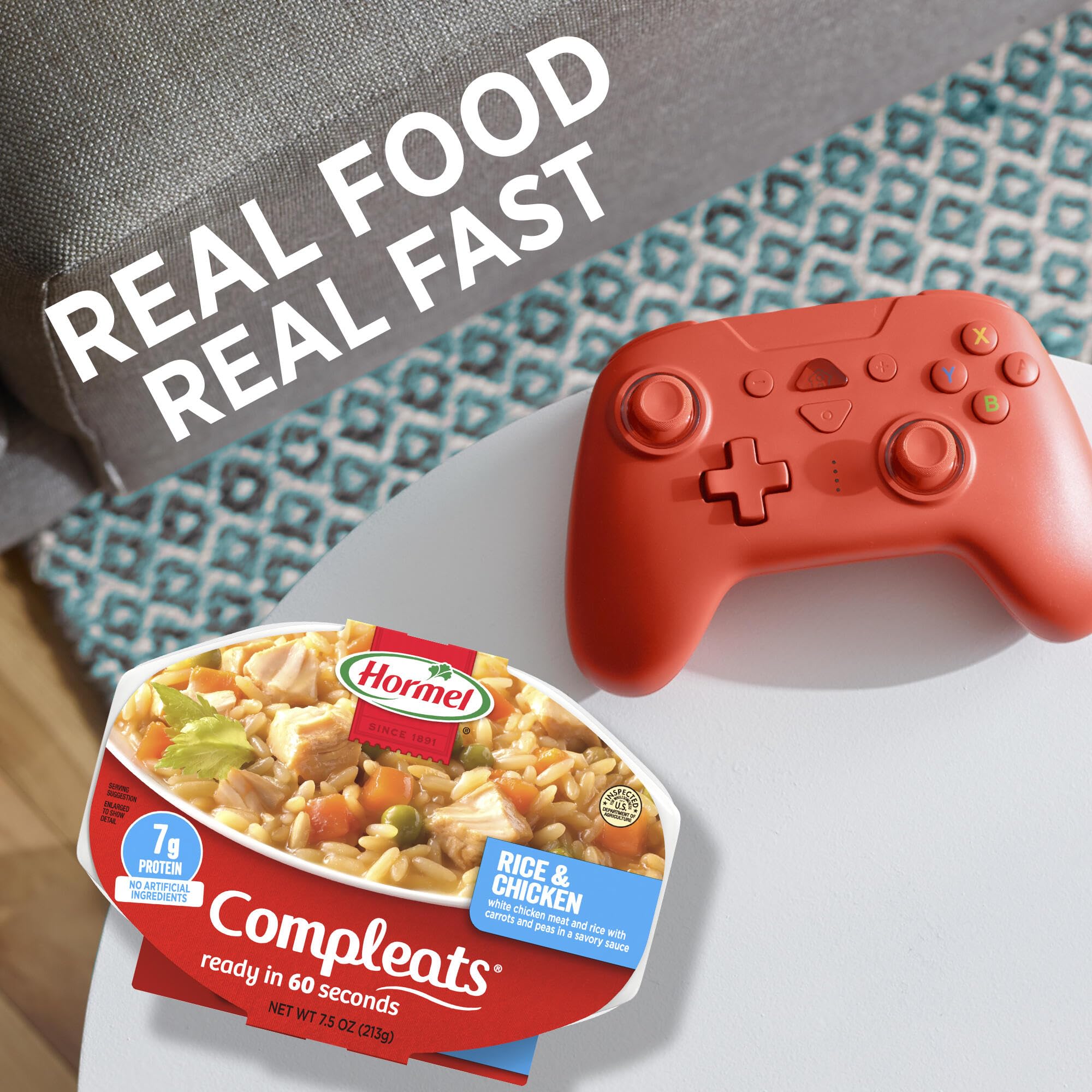 HORMEL COMPLEATS Rice & Chicken Microwave Tray, 7.5 Ounces (Pack of 7)
