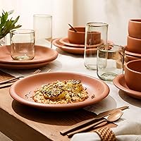 Vista 4 de Bloomhouse - Two Time Oprah's Favorite Things Winner - Corsica Clay 12-Piece Stoneware Rustic Reactive Glaze Dinnerware Set - Stackable Plates Bowls