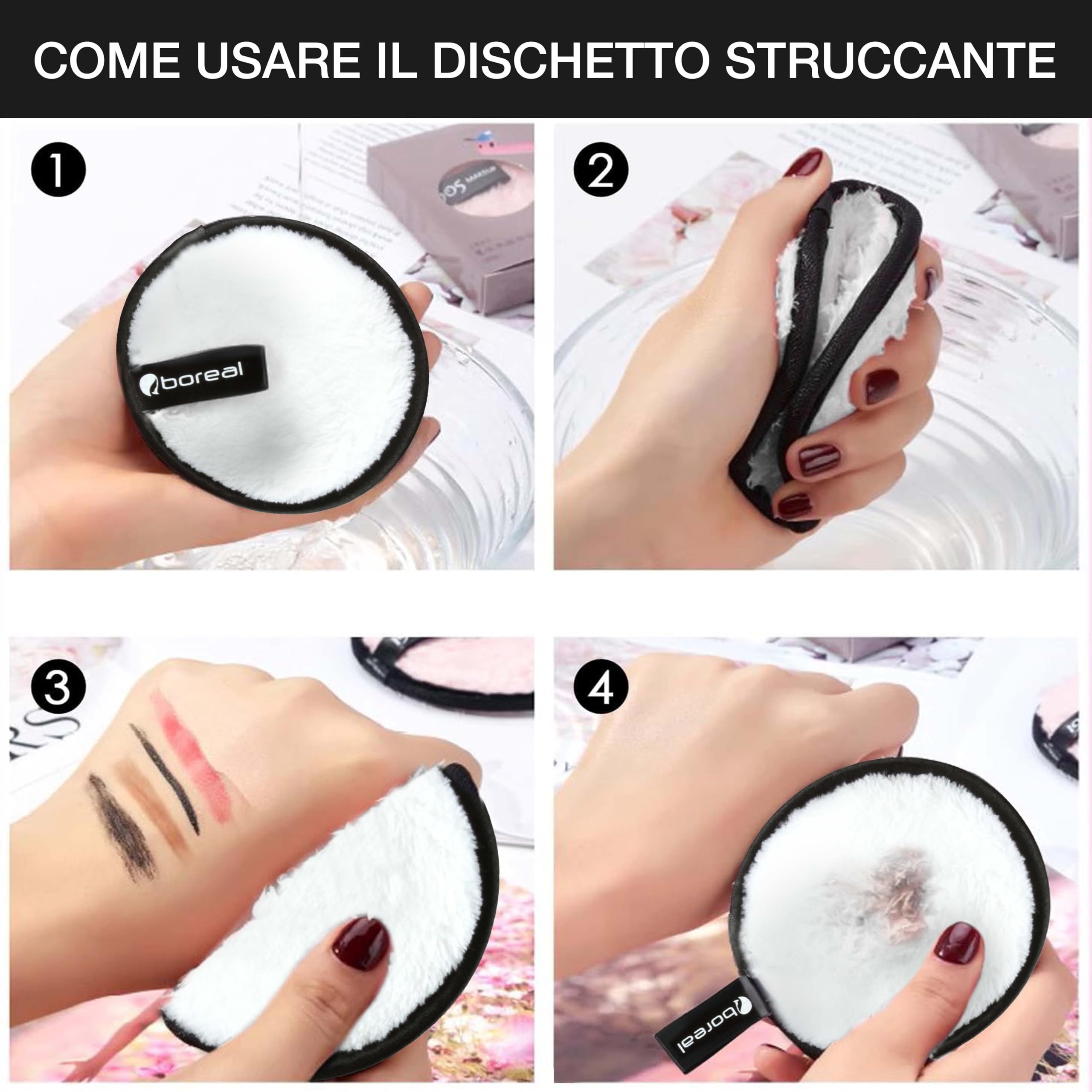 Confezione Da 24 Dischetti Struccanti Lavabili in Microfibra, Spugne Di Cotone Struccanti Organiche, Spugne Detergenti Facciali Riutilizzabili, Adatto Per La Rimozione Del Trucco, La Pulizia Del Viso