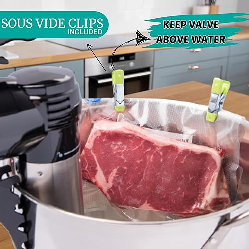Miniatura 3 de Sous Vide - Bolsas con bomba, paquete de 20 unidades, bolsas reutilizables de sellado al vacío, aptas para congelador, grado comercial, sin BPA, 2