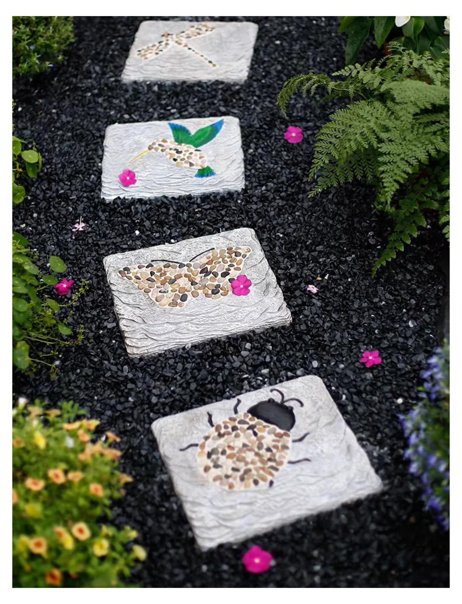 Pietre da Giardino per Camminamento Set di Piastrelle da Giardino Effetto Pietra Pavimento Esterno Antiscivolo per Sentieri, Terrazza e Piscina(C)