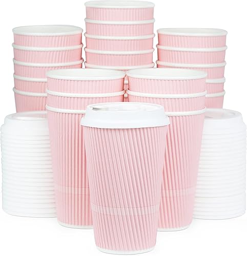 Miniatura 6 de Tazas de café desechables con tapas, taza de café de 16 onzas (paquete de 70). Las tazas de viaje grandes mantienen la forma con bebidas frías y