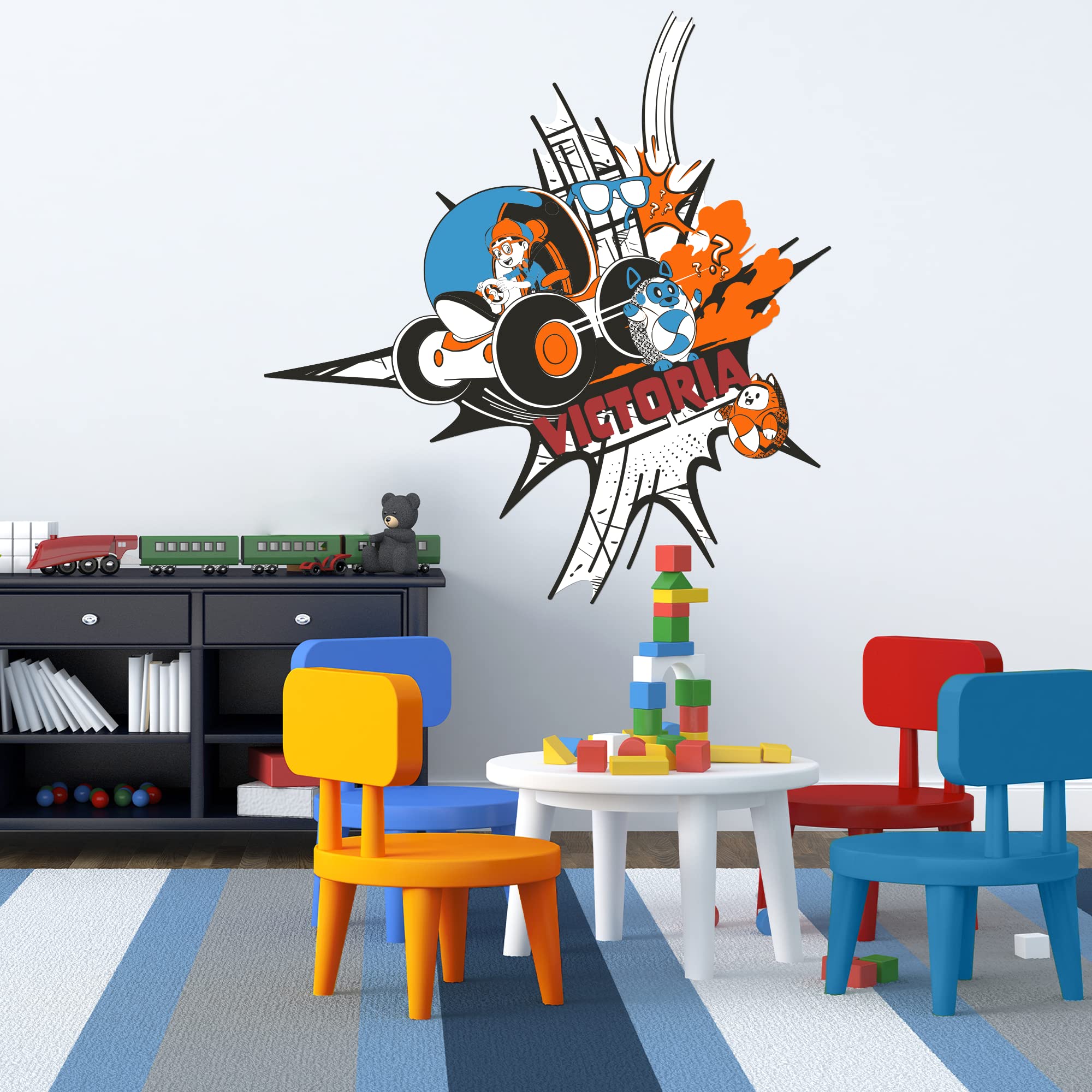 Custom Blippi Name Wall Decals - Personalized Kids Room Decor, Nursery Wall Stickers, Multiple Sizes & Colors - View #3