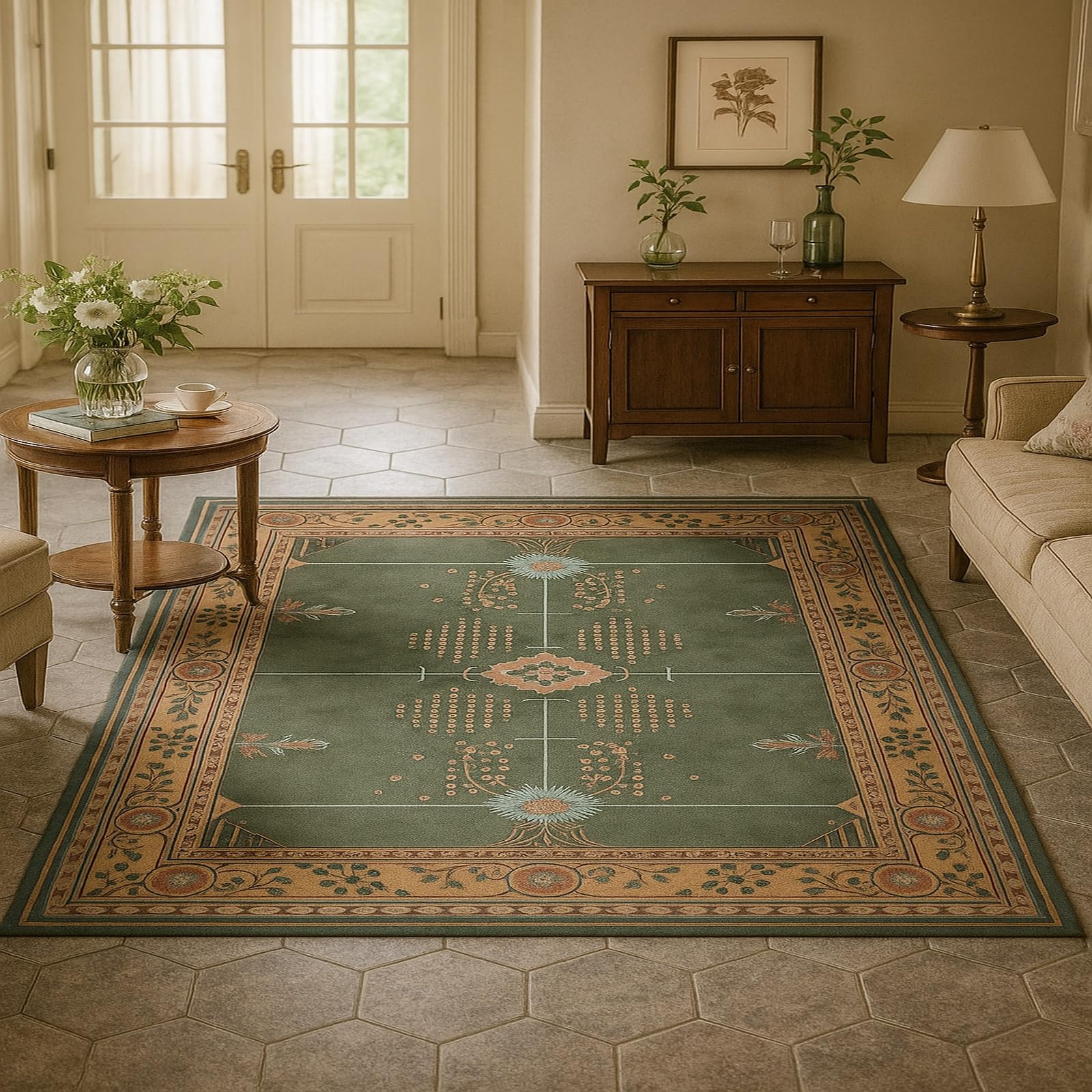 Tapis de cuisine et couloir étroit beige rétro pour un intérieur cosy