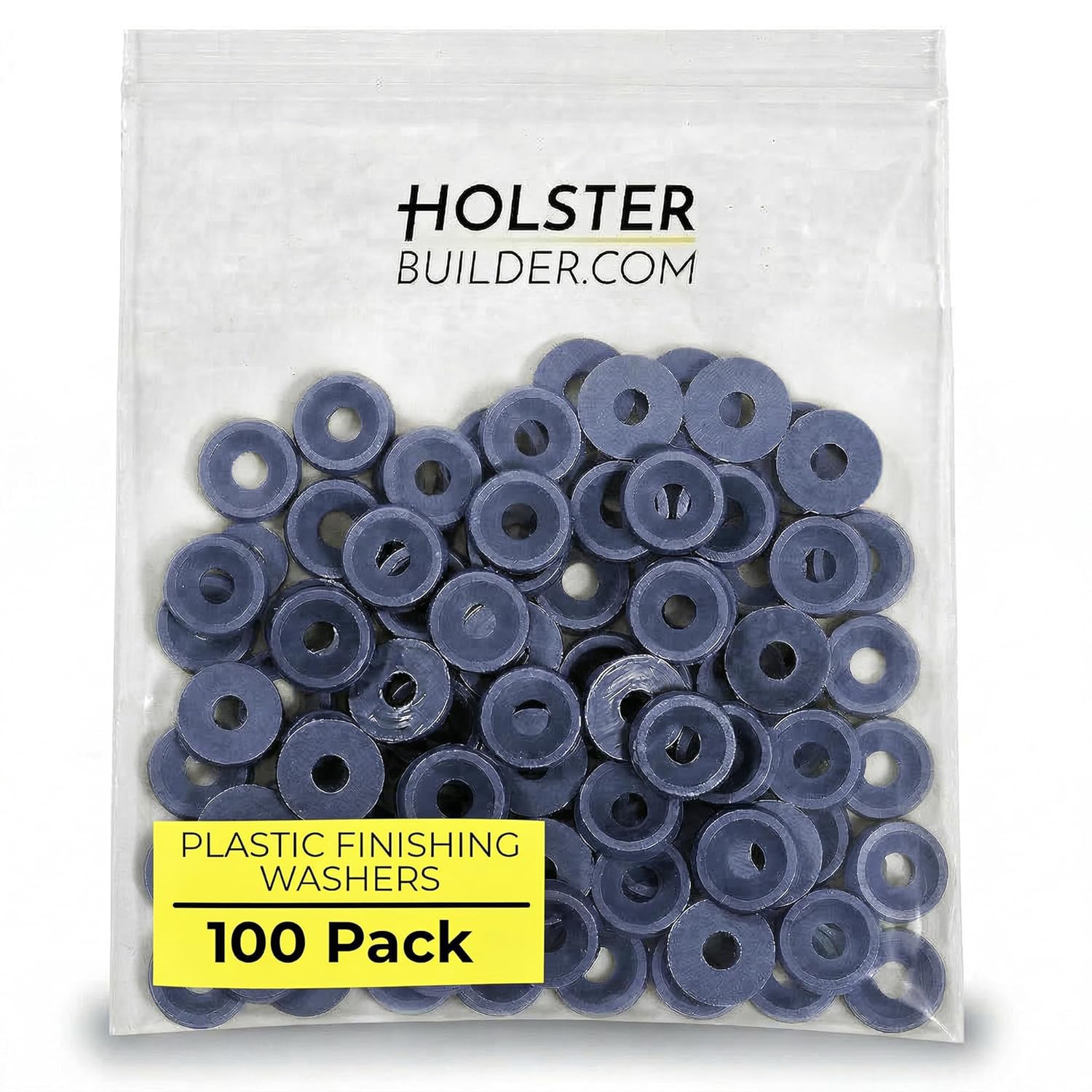 Plastic Finishing Washers 100 Pack – Durable Spacers for Holster Mounting, Kydex Hardware, DIY Projects, Belt Clips & Screws – USA Made (P Blue)
