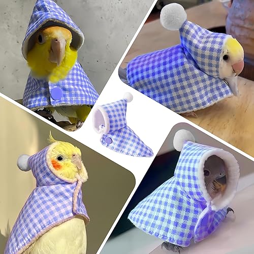 Cute Bird Costume, Parrot Cloak Cosplay Photo Prop, Bird Clothes for Budgerigar, African Greys Parakeet, Conure, Cockatiel, Mynah, Love Birds, Finches (Pink)(blue)
