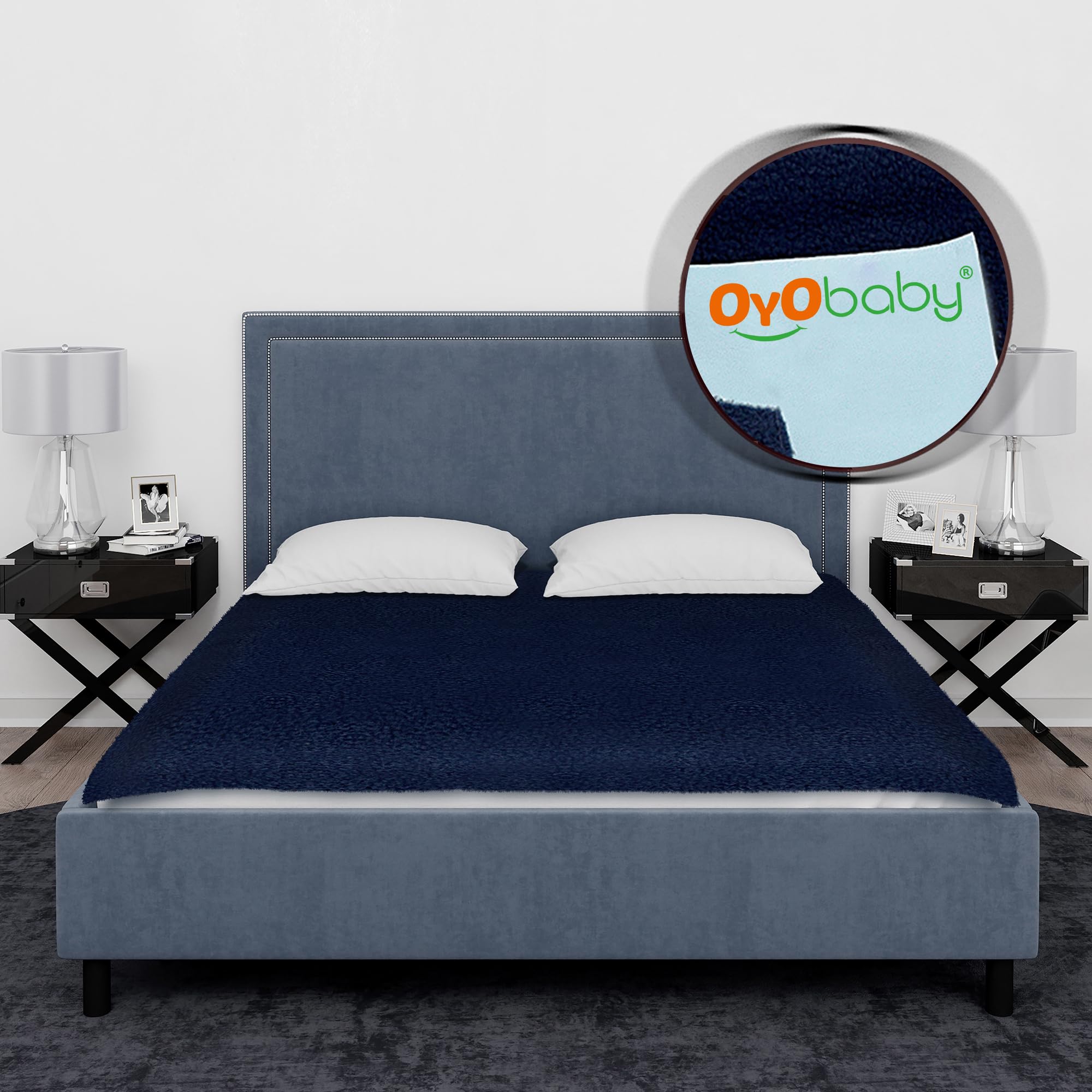 OYO BABY Extra Absorbent Waterproof Baby Dry Sheet (Dark Blue, Double Bed Size (260cm X 200cm)) - Image 1