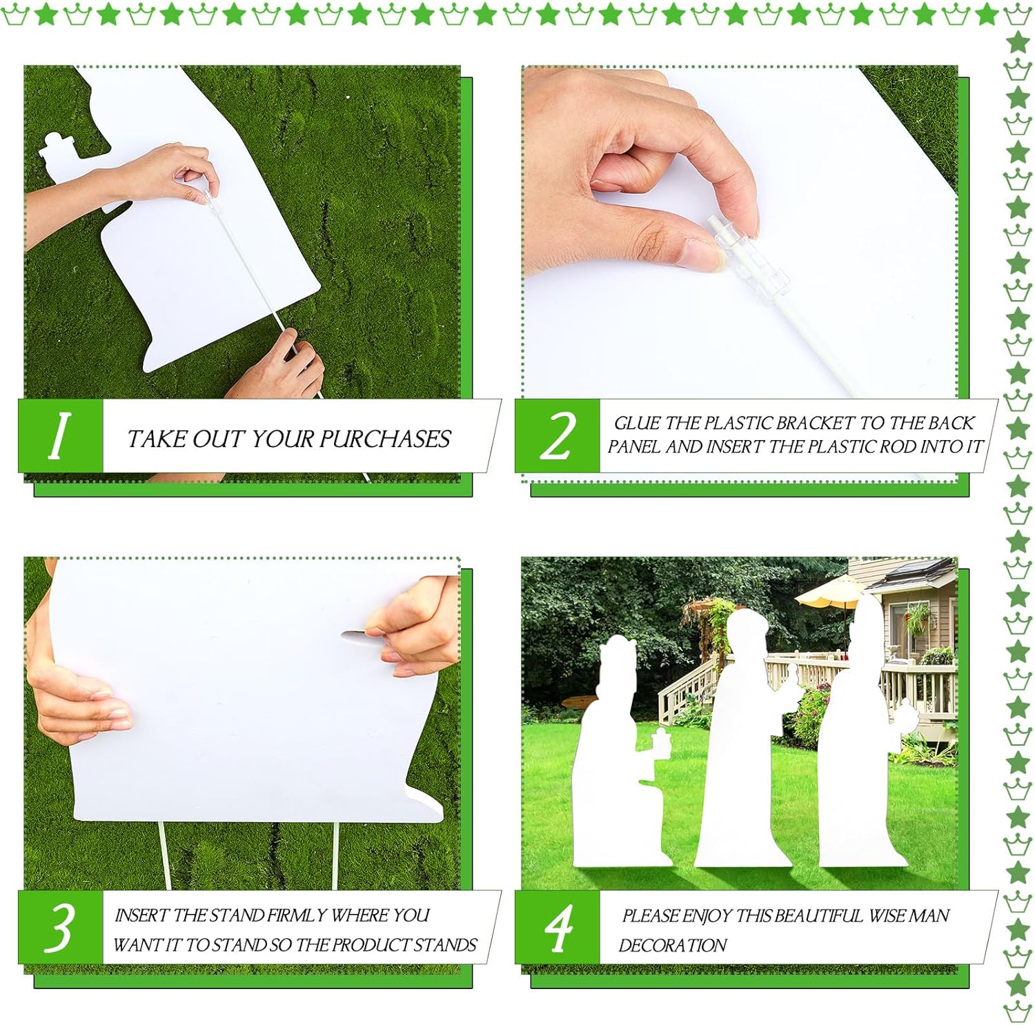 Suzile 3 Pieces Christmas Outdoor Nativity Yard Decor Nativity Scene Yard White Nativity Scene Christmas Yard Nativity Sets Religious Manger Scene for Xmas Home Lawn Pathway Walkway Supplies Decor