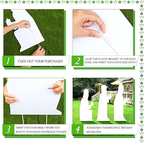 Miniatura 4 de 3 piezas de Navidad para exteriores, decoración de patio de pesebre, escena de pesebre blanca, juego de pesebre religioso para Navidad, hogar,