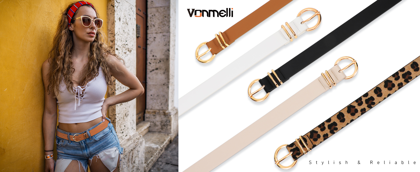 6512 Women\'s Belt Soft Leather Belts Dress Pants Fashion Waist Gold Women main image 3