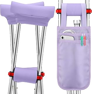 Threlaco 5 Pcs Crutch Pads, Bag, Underarm Crutches Padding Cover for Adults Armpit Padding, Pouch, Lightweight Accessories for Adult Youth Walking(Light Purple)