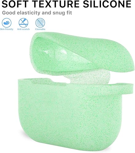 Miniatura 6 de Funda protectora de silicona con llavero, compatible con Apple AirPods Pro 2, LED frontal visible (verde brillante)