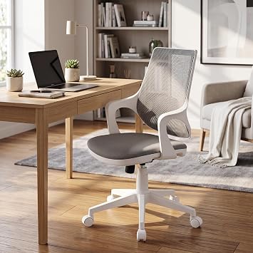AULE Beyaz Çalışma Koltuğu, Ofis Sandalyesi, Bilgisayar Koltuğu, Bilgisayar Ofis Koltuğu (Antrasit Kumaş)