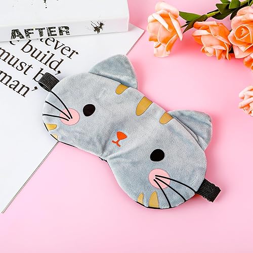 Miniatura 3 de WLLHYF Linda máscara de ojos para dormir, suave felpa con dibujos animados de gato, cómoda cubierta de ojos de animales, divertida y novedosa sombra