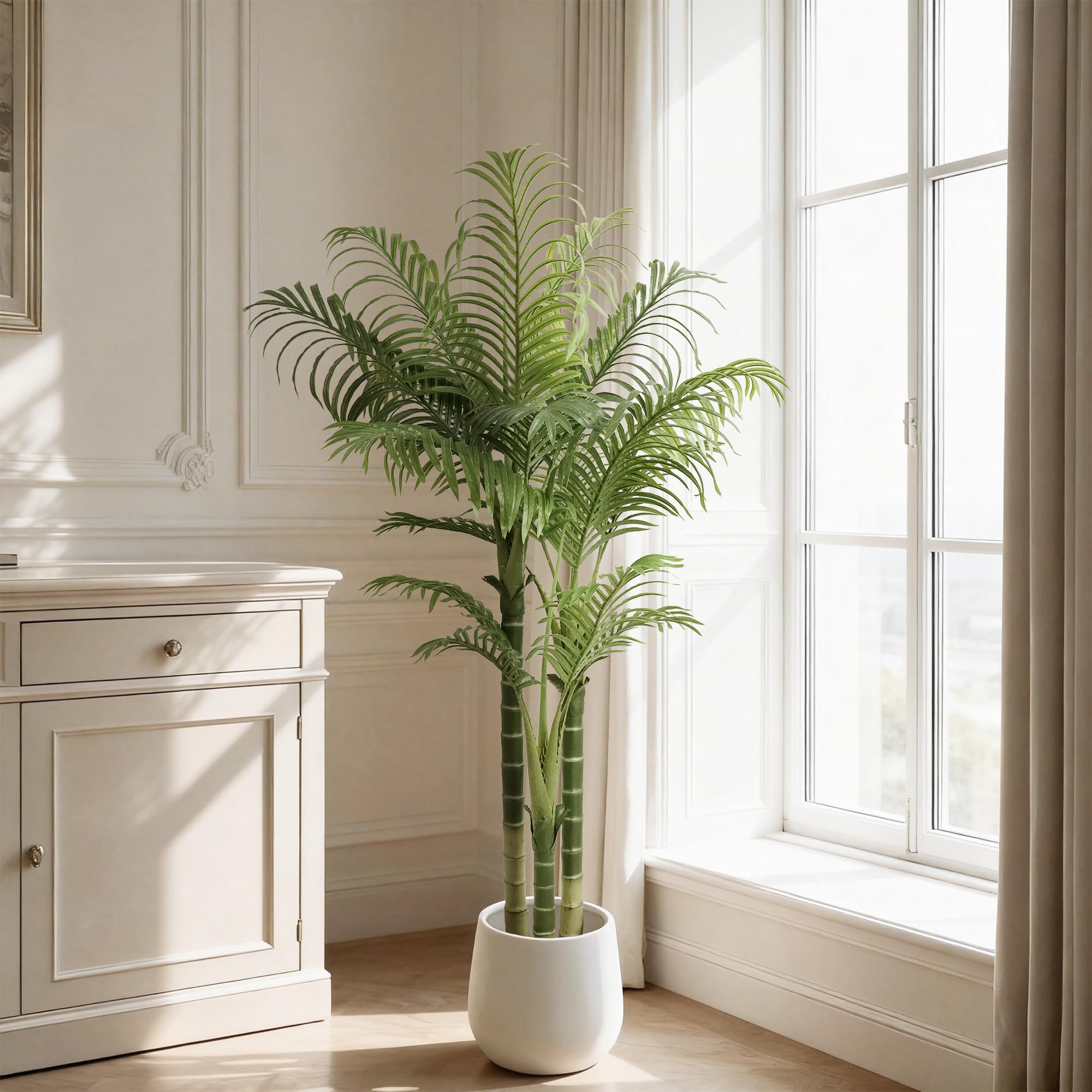 Künstliche Palme, Künstliche Pflanzen groß im Topf Plastik Palme Künstliche Palmen wie echt Fake Plants für Wohnzimmer Balkon Schlafzimmer Büro